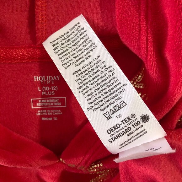 Holiday Time Dress Girls Size L (10-12) Plus Red Gold Bows Hooded Soft Christmas - Picture 7 of 7